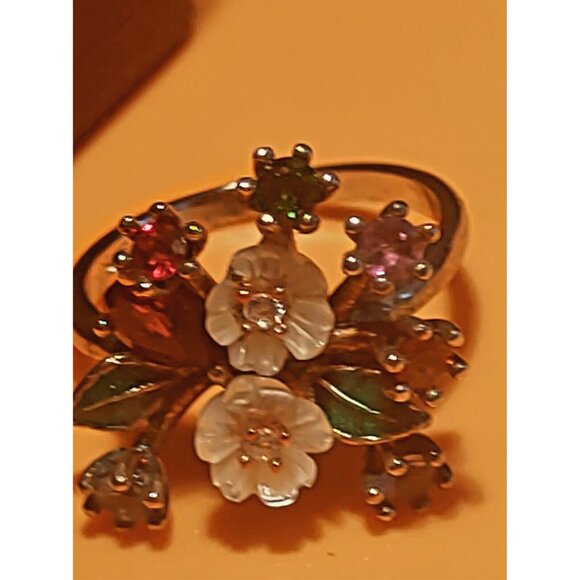 Italian Women's Size 7  Sterling Silver 925 Rhodolite & Diopside NEW - Picture 2 of 12